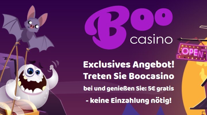 Boo Casino – 5 Euro Echtgeld Bonus bei Anmeldung