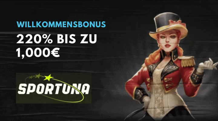 Sportuna Casino – Willkommenspaket bis zu 1000 Euro