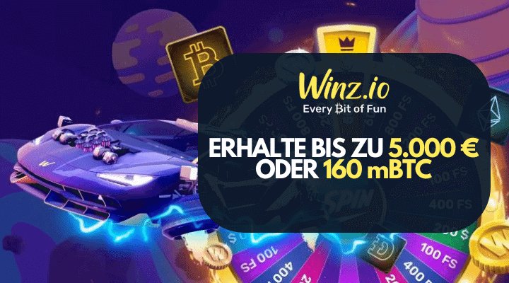 Winz.io Casino – Welcome Bonus bis zu 5.000€ oder 160 mBTC